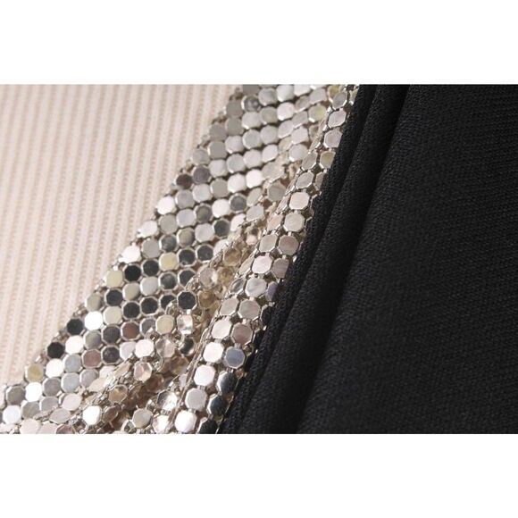 Vintage CARTERET 80s Black Sheath Cocktail Dress with Metal Mesh Neckline Sz 10 - Picture 6 of 6